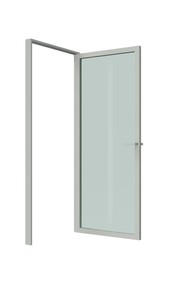 ⁠Распашная дверь стеклянная в алюминиевом каркасе с комплектующими